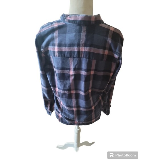 Christopher & Banks Large Stretch Button Up Plaid Vneck Flannel Shirt Soft Warm - Picture 2 of 4